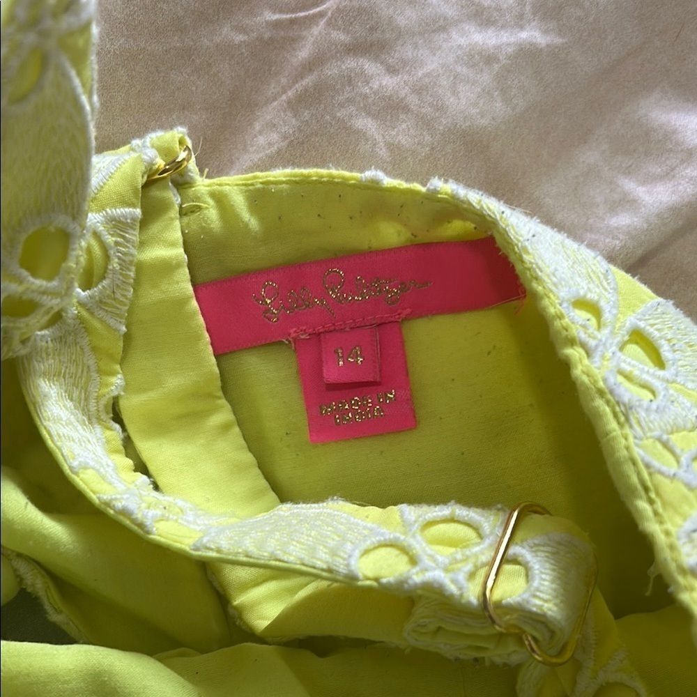 Lilly Pulitzer Neon Yellow Top with Tie Back - Picture 2 of 5